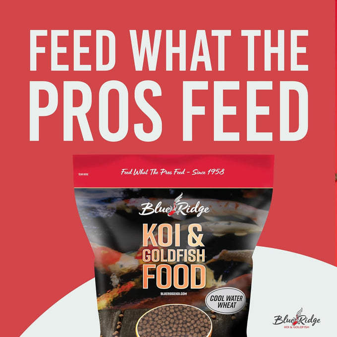 Blue Ridge Cool Water Wheat 3/16" Koi Fish Food 5lb - Fall and Winter Floating Pellets for Ponds