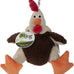 goDog Checkers Fat Rooster Durable Plush Soft Chew Resistant Dog Toy, Brown, Large
