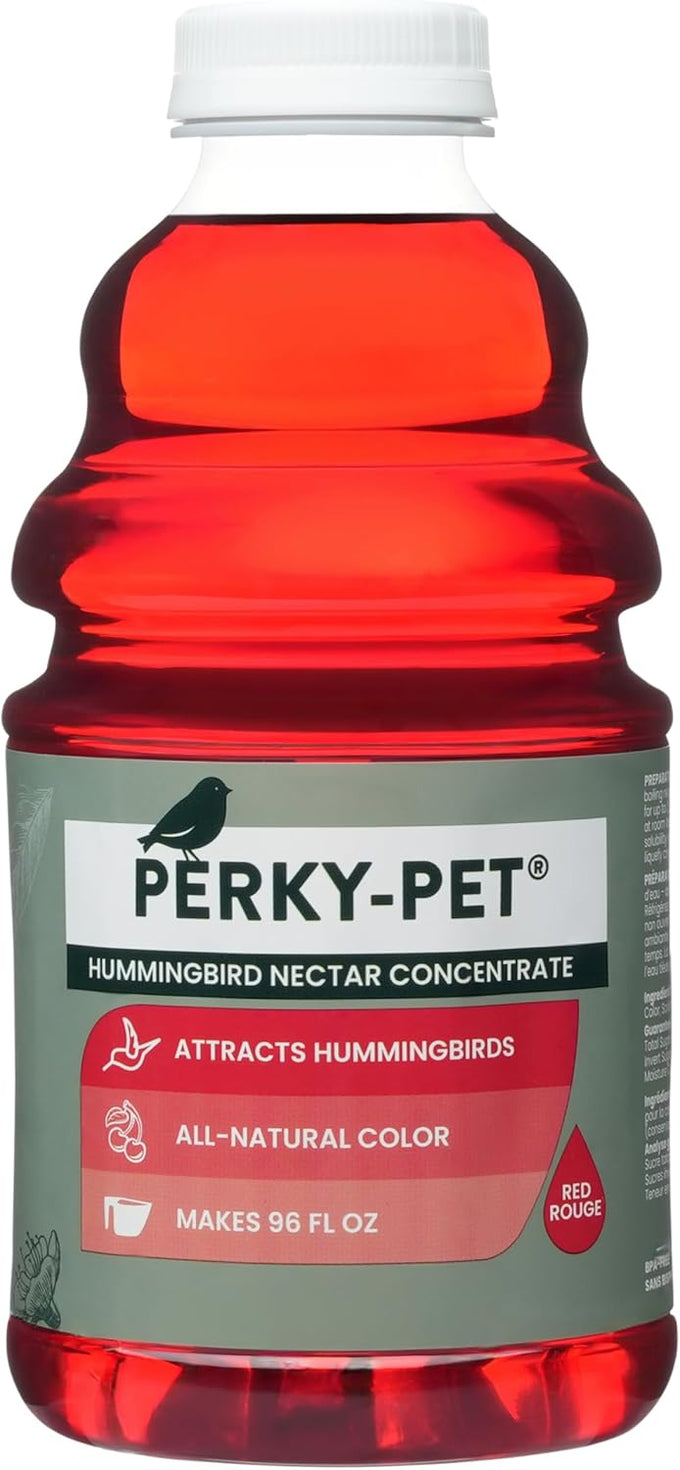 Perky-Pet 32 oz Hummingbird Nectar Concentrate for Feeders Makes 96 FL OZ Red Food Nectar