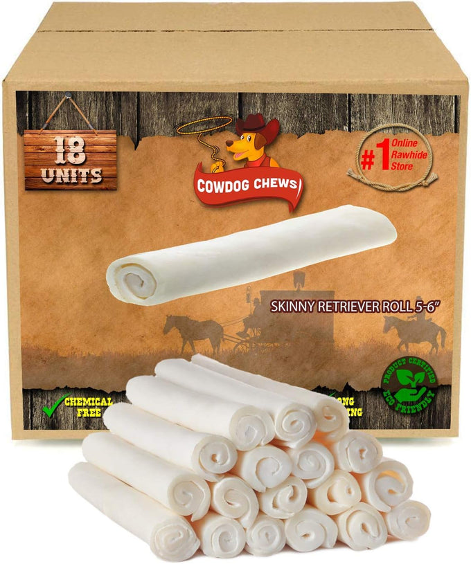 Cowdog Chews 5-6 inch Rawhide Retriever Roll, 100% Natural, Grass Fed, 50 Pack