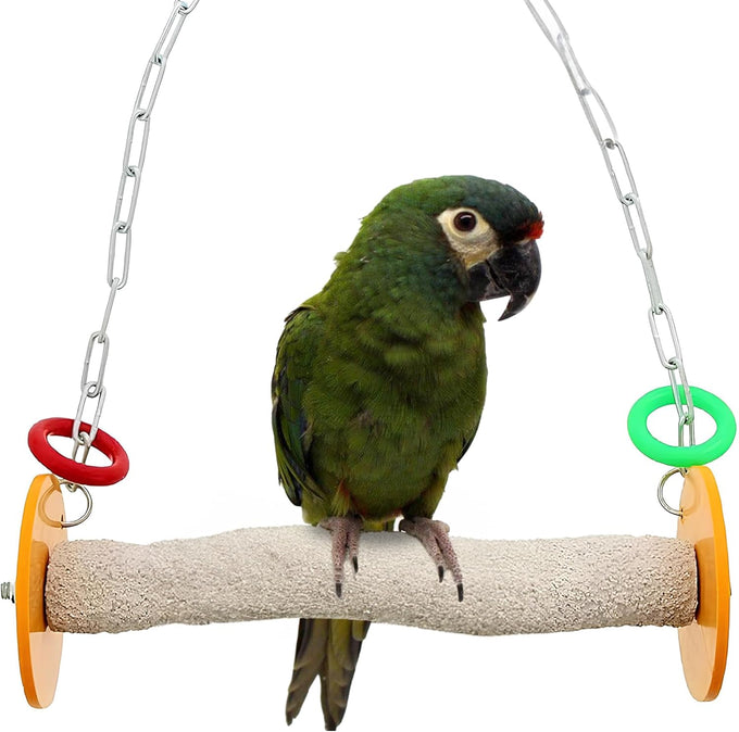 Sweet Feet and Beak XSmall Pumice Perch Bird Swing - Blue, 4.5 Inches, Safe Bird Cage Accessories for Small Birds