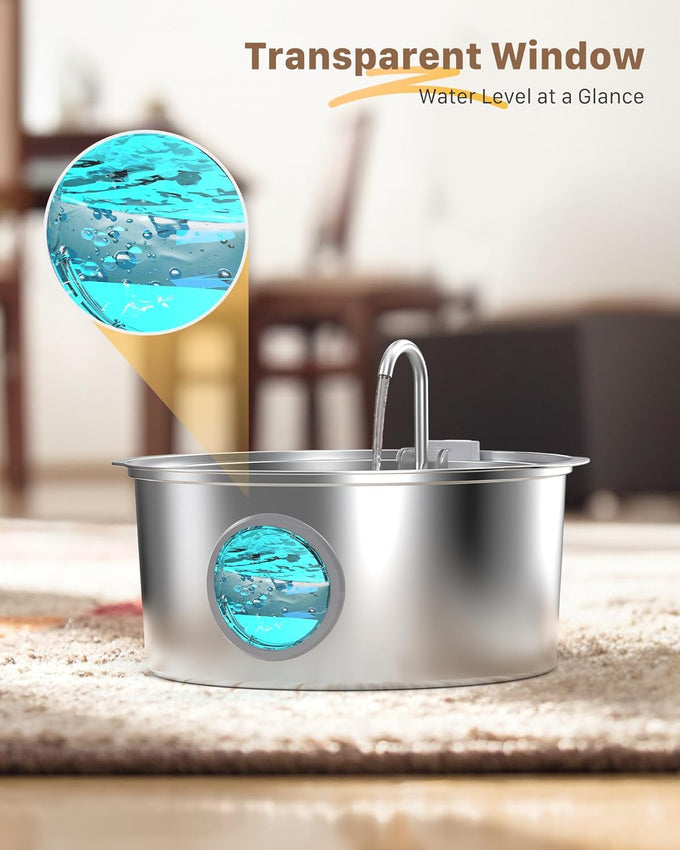 Big Cat stainless steel dog water fountain for large dogs - 7L, 236oz, 1.8G, indoor use
