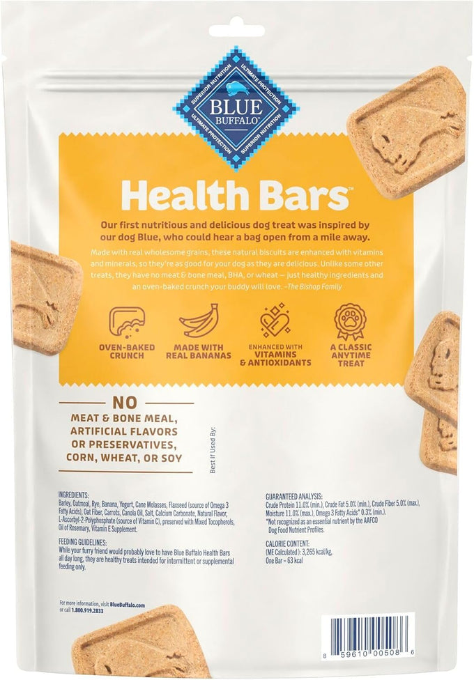 Blue Buffalo Oven-Baked Banana & Yogurt Dog Treats, Crunchy Biscuits, 16-Ounce Bag