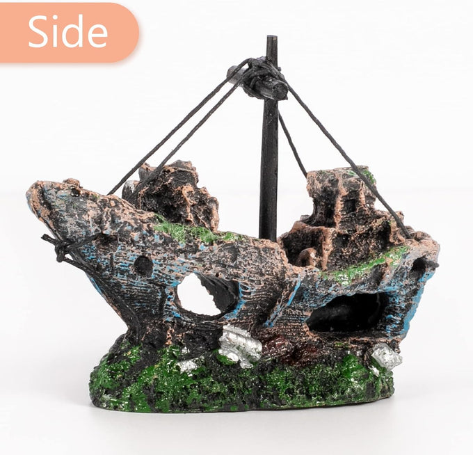 raeasily 10x10 shipwreck aquarium decoration resin sunken ship