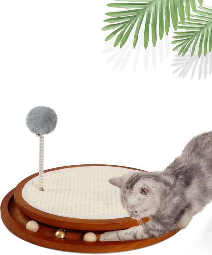 Lmugoos Cat Scratcher Natural Sisal Scratching Pad with Ball Track Spring Ball for Kitten Exercise Toy