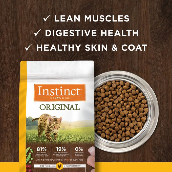 Instinct Original high protein grain free raw coated cat food 5 lb bag real chicken