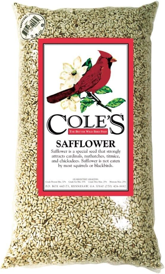 cole's safflower bird seed 10-pound bag for squirrels and blackbirds