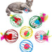 Cat Toys 6 Packs Interactive Metal Cage Balls for Indoor Cats, Mice, Bells, and Feather Mouse Toys