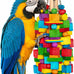 Natural Wood XL Parrot Toy, 20 in Stainless Steel Chain Hanging for Macaws, Cockatoos, African Greys, and Large Parrots