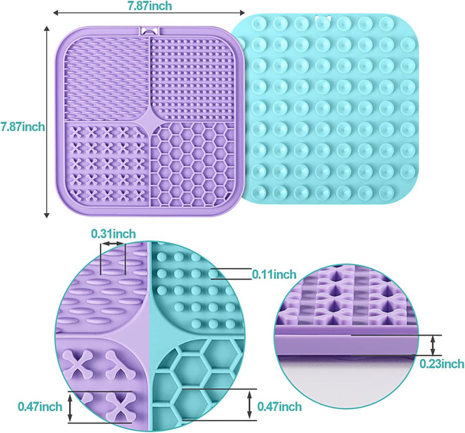 LUKITO 2-pack lick mats for dogs & cats with suction cups and textured surfaces, perfect for anxiety relief and slow feeding
