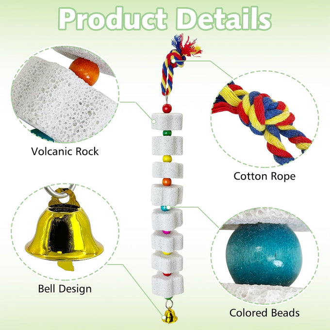 lava calcium bird beak grinding stone with bell hanging parakeet cage accessories for parrot budgies hamster