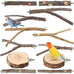 8 PCS natural apple wood bird perch set for small birds - parakeets, budgies, cockatiels - safe chew toys & climbing stand