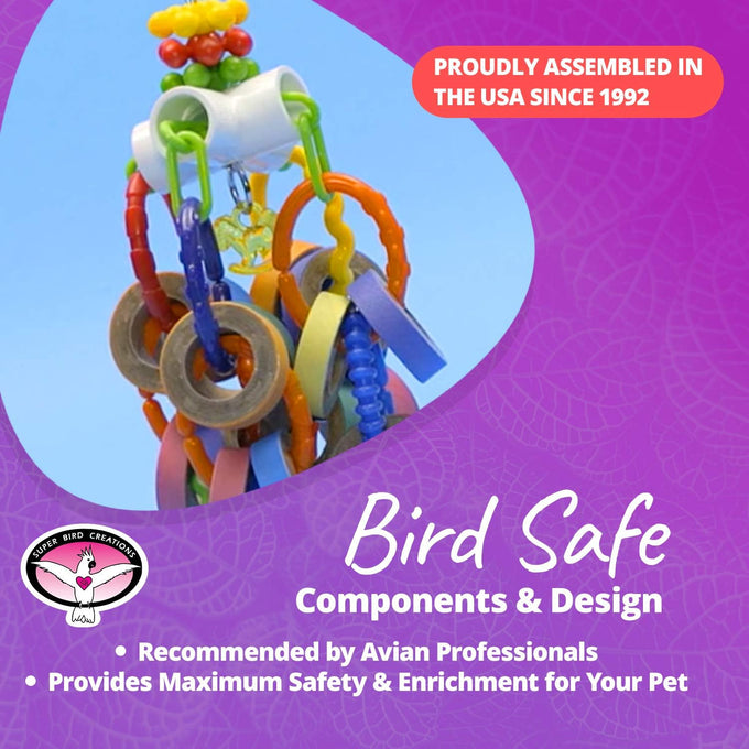Super Bird Creations SB1107 Bagel Cascade Bird Toy, Large, Refillable Bagels for Amazon, African Grey, and Other Parrots