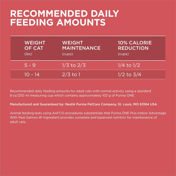 Purina ONE Natural Low Fat Indoor Dry Weight Control High Protein Cat Food with Real Salmon - 7 lb Bag