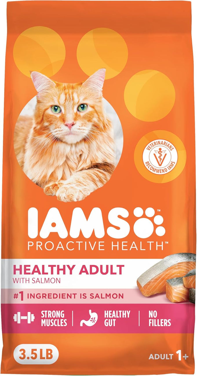 IAMS Proactive Health Dry Cat Food, Healthy Cat Food Dry Recipe for Adults, Salmon, 16 lb. Bag