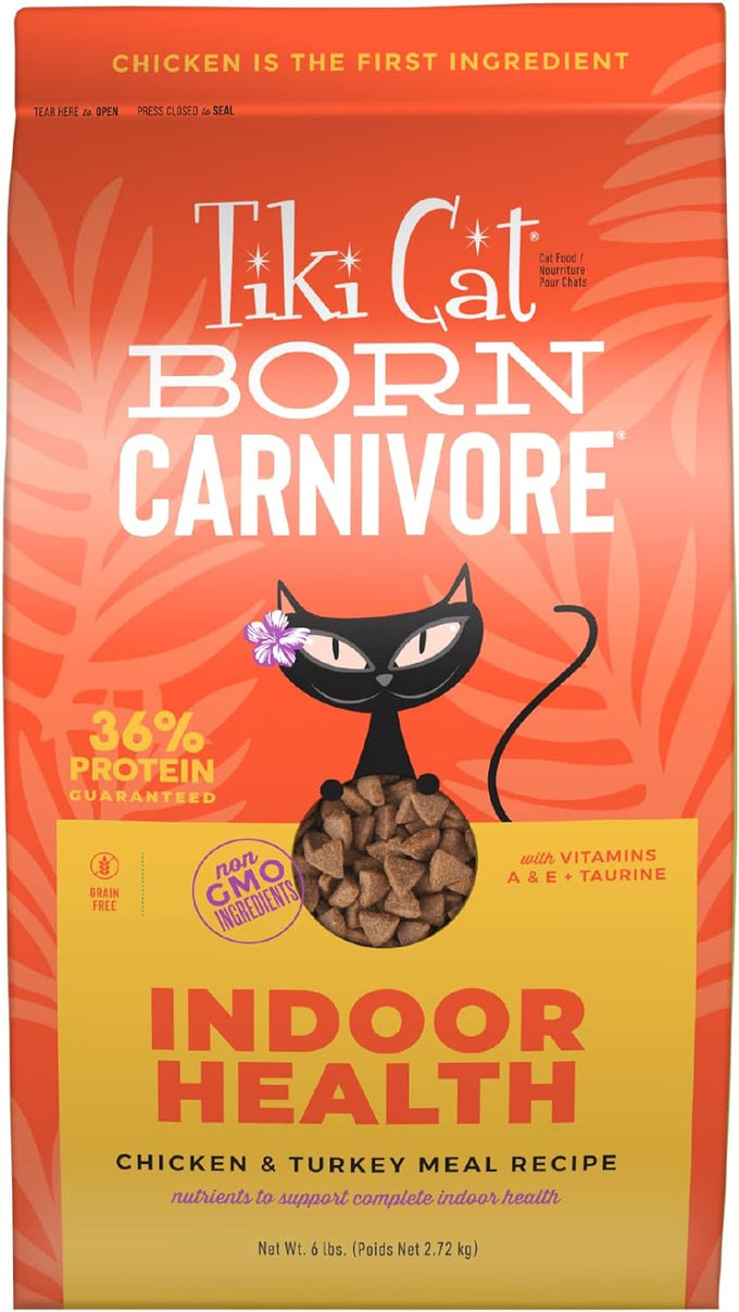 Tiki Cat Born Carnivore Indoor Health, Chicken & Turkey Meal, 6 lbs Bag