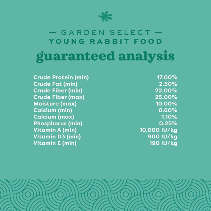 Oxbow Garden Select Young Rabbit Food, Made with Alfalfa, Non-Gmo, Soy-Free, Wheat-Free, 4 Lb Bag, Usa Made, High Fiber