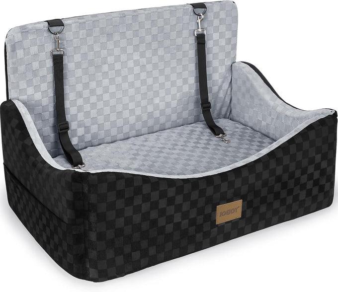 joejoy elevated dog car seat for small medium dogs up to 35 lbs with memory foam booster seat grey