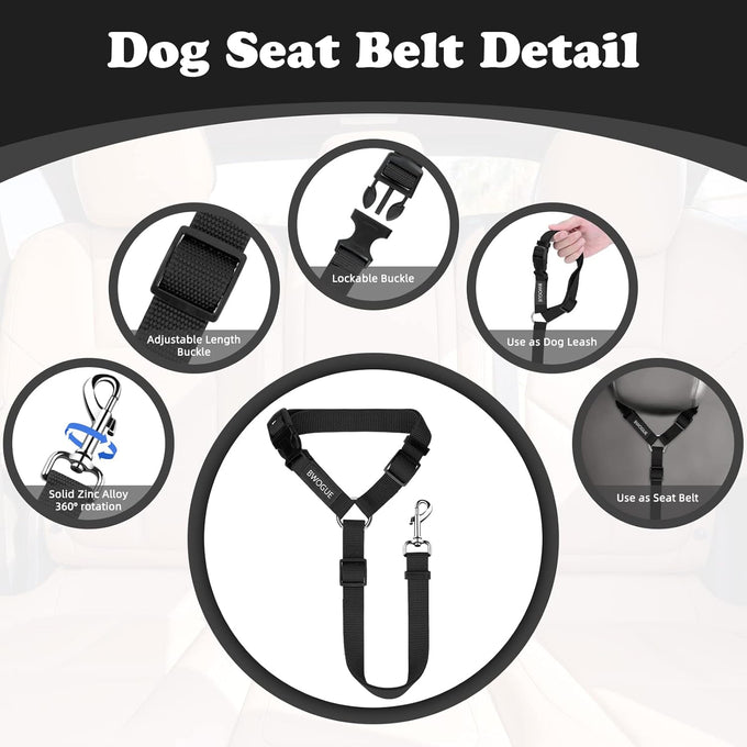 Bwogue 2-packs adjustable nylon dog cat car headrest restraint safety seat belt strap harness