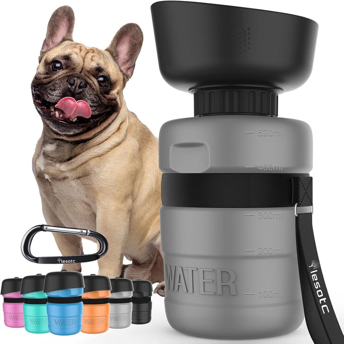 lesotc 35oz portable dog water bottle with leak-proof travel water bowl and squeeze bottle for outdoor walking and hiking