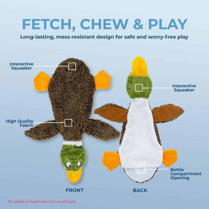1Wild Duck, Small Squeaky Dog Toy with Soft Durable Fabric for Small Pets Interactive Toy for Indoor Play