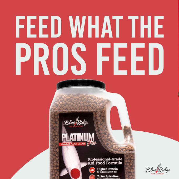 Blue Ridge 4.5lb Koi Fish Food Platinum Pro Formula, Premium Pond Pellet with Spirulina for Color Enhancement