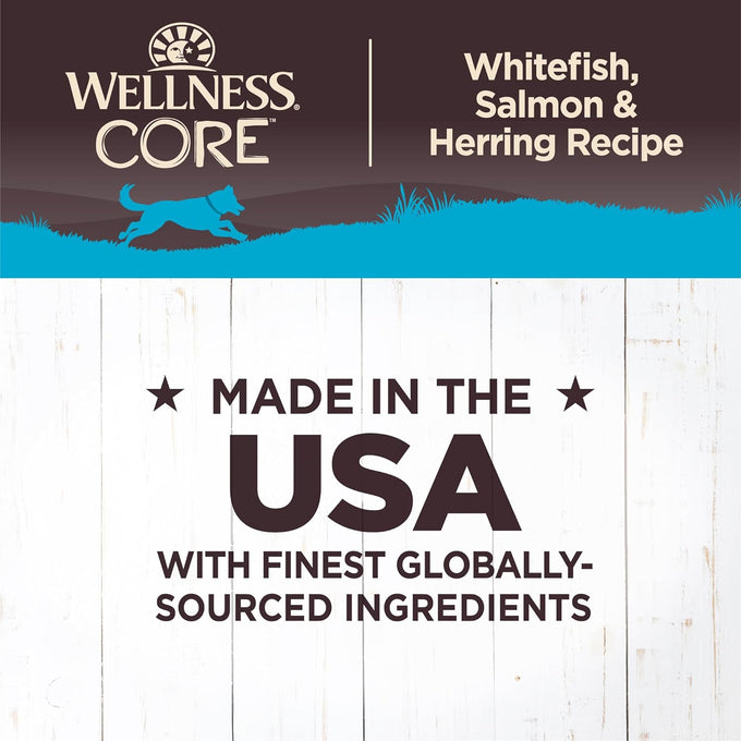 Wellness CORE Natural Wet Grain-Free Canned Dog Food, 12.5-Ounce Can, Pack of 12, Whitefish, Salmon & Herring