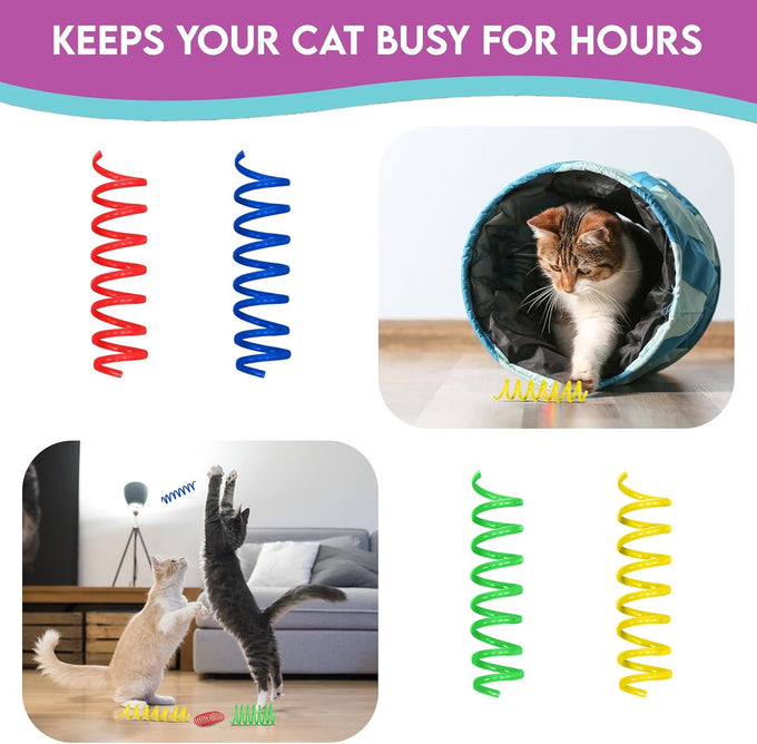 3" colorful springs cat toys, 10-pack, multi-color, bouncy coils for indoor cats and kittens
