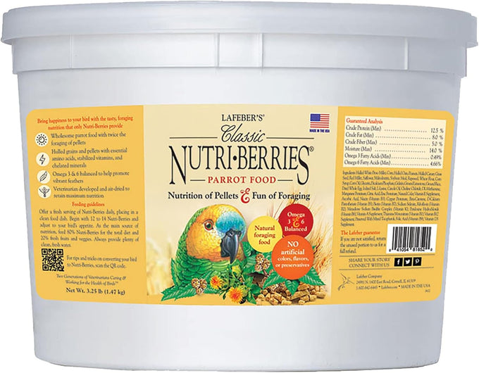 Lafebers Classic Nutri-Berries Non-Gmo Human-Grade Parrot Food 3.25 lb