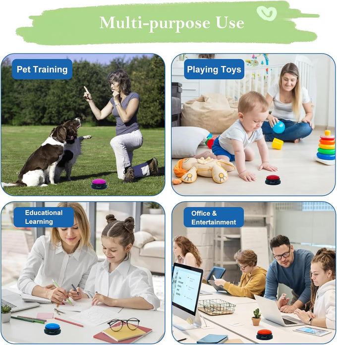 Gelabur set of 4 dog buttons for communication, voice recordable and classroom activities, pet training talking buttons starter set