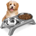 Comeso Elevated Dog Bowls for Small Medium Dogs with 3-Height Adjustable Stand and 2 Stainless Steel Bowls, Black