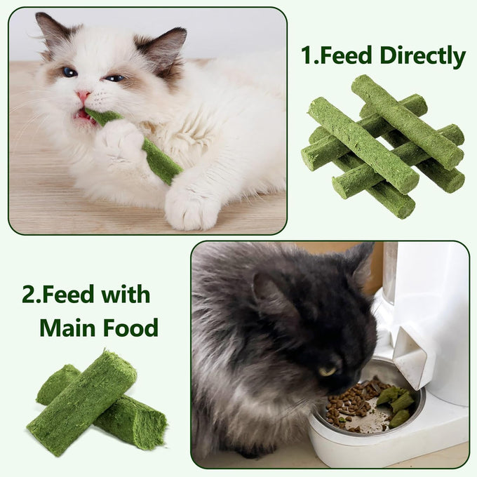 30g cat grass sticks for cats, delicious edible chew toy treats for teeth cleaning and hairball removal