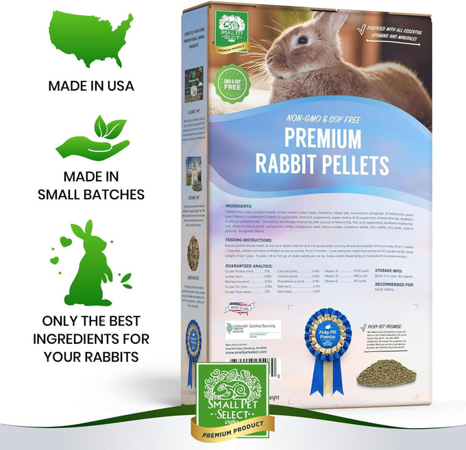 Small Pet Select-Premium Rabbit Pellet Food, Non-GMO, Soy-Free, 10lb, Pacific Northwest Ingredients