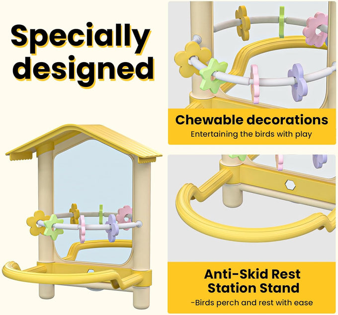 8.1-inch-yellow-pet-bird-mirror-perch-stand-parakeet-toys
