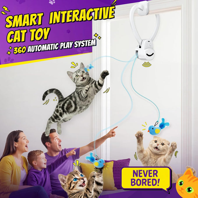 Whisker Wonders Automatic Flying Bird Feather Wand for Indoor Cats, USB Rechargeable, Durable, and Safe