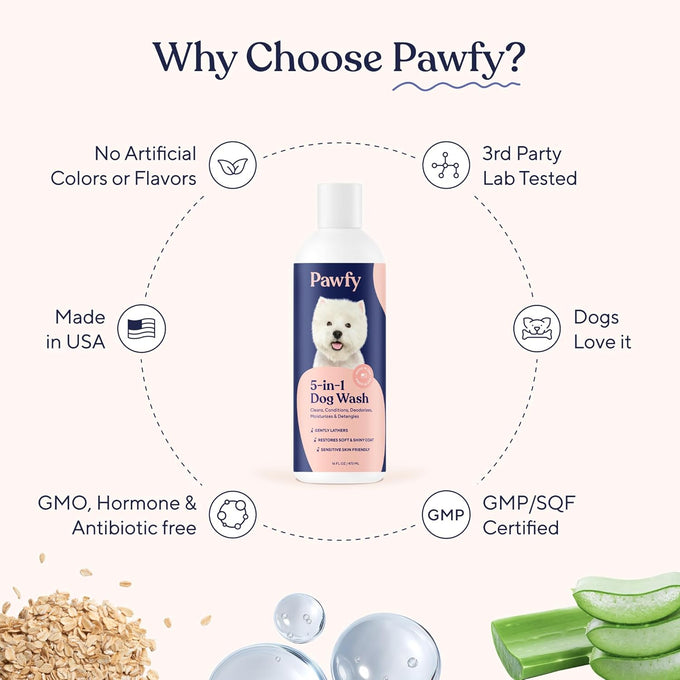 pawfy dog shampoo and conditioner for itchy skin relief with coconut oatmeal and aloe vera for sensitive skin