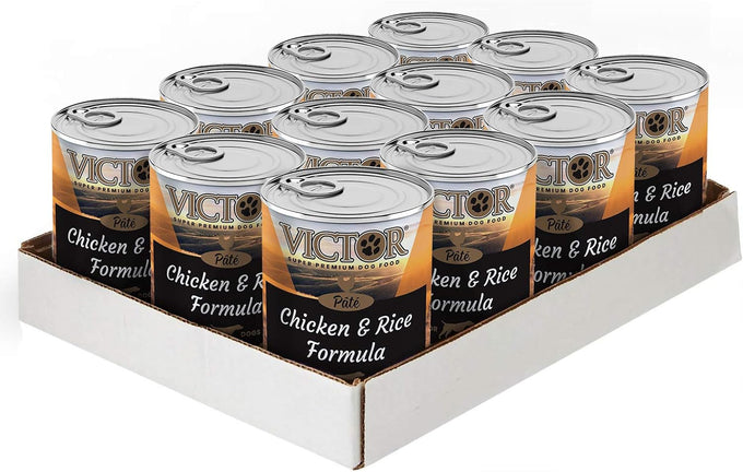 VICTOR Chicken & Rice Formula Pâté - Canned Wet Dog Food, 12 x 13.2 oz