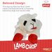 Multipet Lamb Chop 6" cream plush dog toy with squeaker for cuddling and playtime