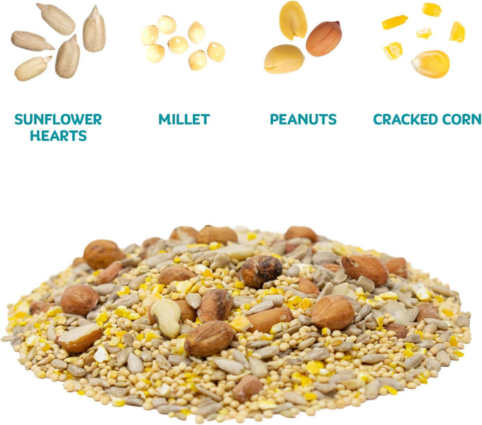 Audubon Park 12 lb No Mess Wild Bird Seed Blend with Sunflower Hearts & Peanut Pieces for Outside Feeders