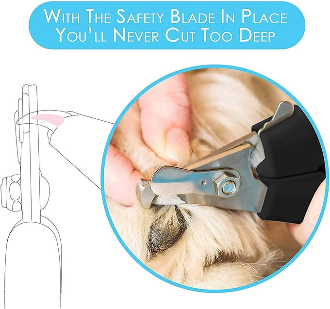 Candure pet nail clippers with safety guard for medium-large breeds, nail file, and ergonomic design