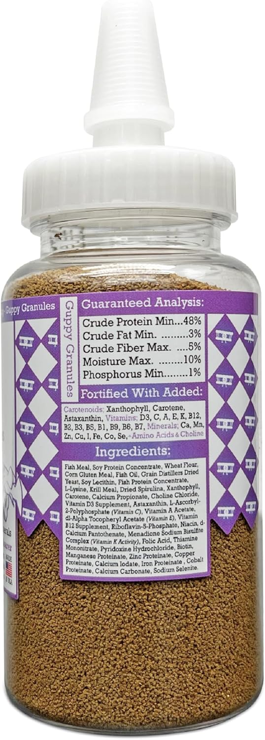 Aquatic Provisions Guppy Granulettes 3.17 oz high protein fish food for small freshwater aquarium species