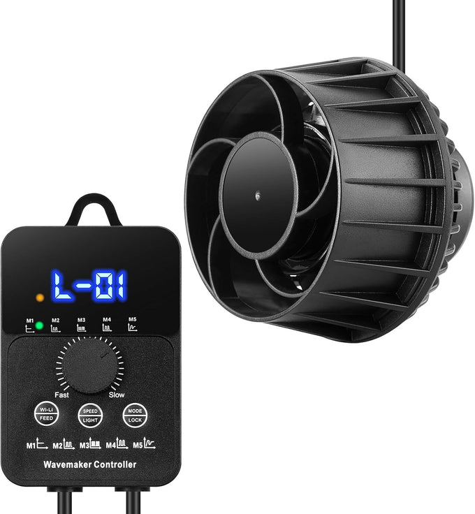 24V 12W 2100GPH mini aquarium wavemaker with controller, magnetic mounting for 50-100 gallon tank