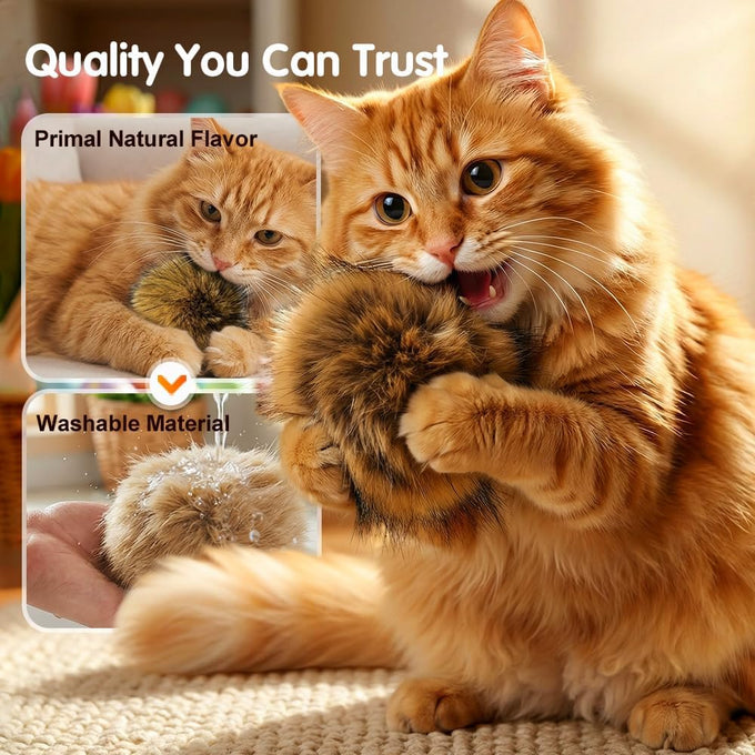 Faux Rabbit Fur Catnip Ball for Indoor Cats, Soft and Washable, Fun to Chase for Exercise and Bonding (1pc)