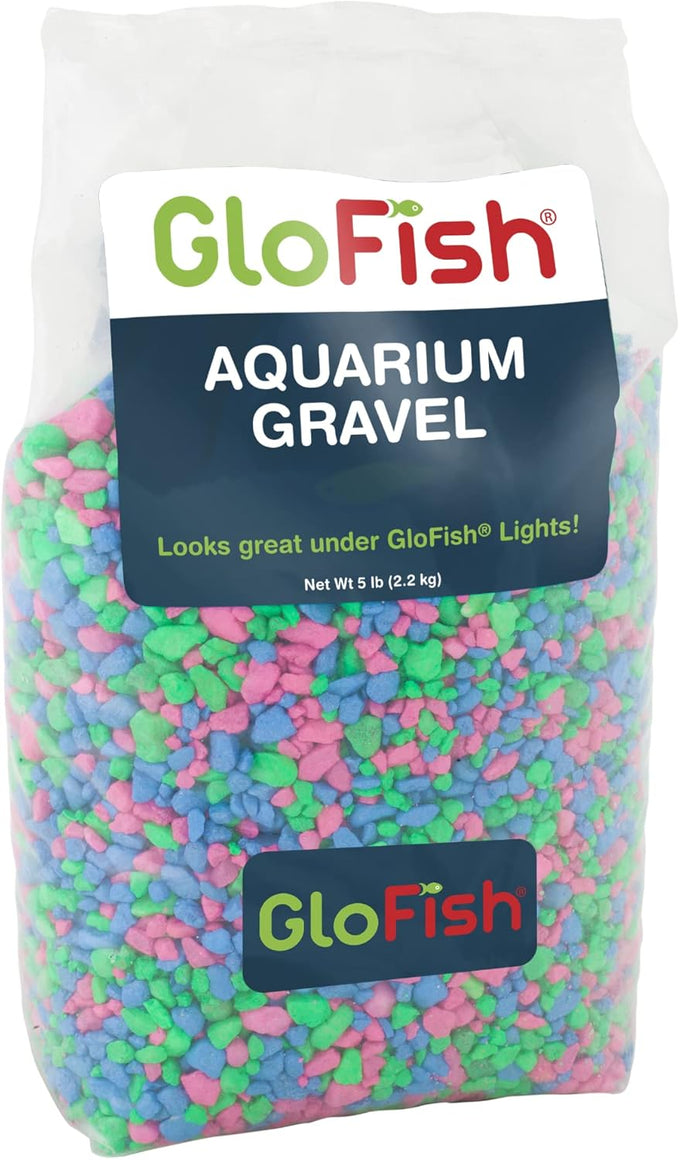 GloFish aquarium gravel, 5 pounds, pink, green and blue mix, for GloFish tanks