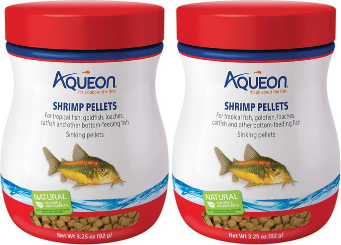 Aqueon sinking shrimp pellets food for tropical fish, goldfish, loaches, catfish, and bottom feeding fish, 6.5 ounces, 9mm diameter