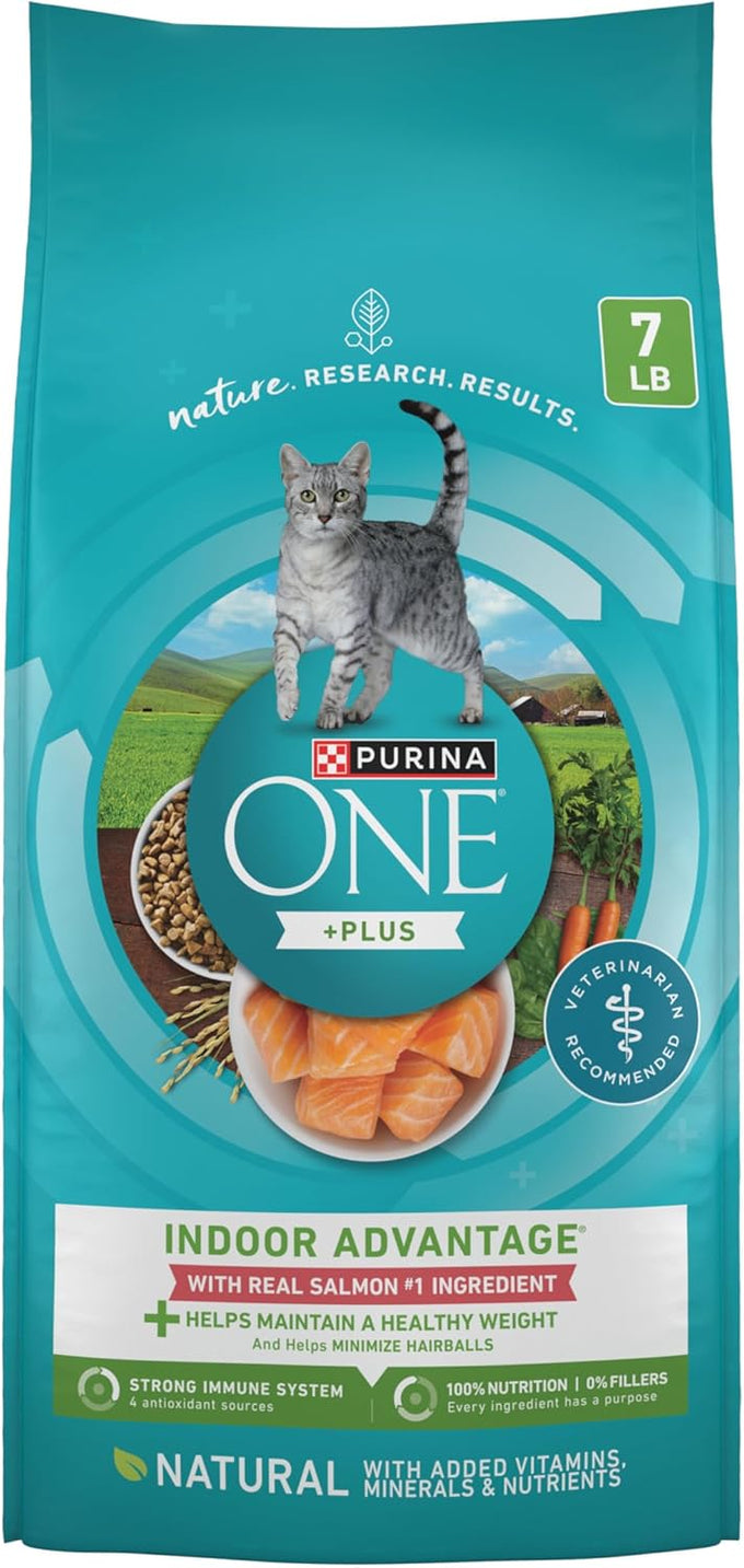 Purina ONE Natural Low Fat Indoor Dry Weight Control High Protein Cat Food with Real Salmon - 7 lb Bag