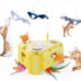 Cheese-Shaped Interactive Cat Toy with USB Rechargeable Electronic Feather Toy for Indoor Cats and Kittens 6-Hole Mole & Rotating Feather