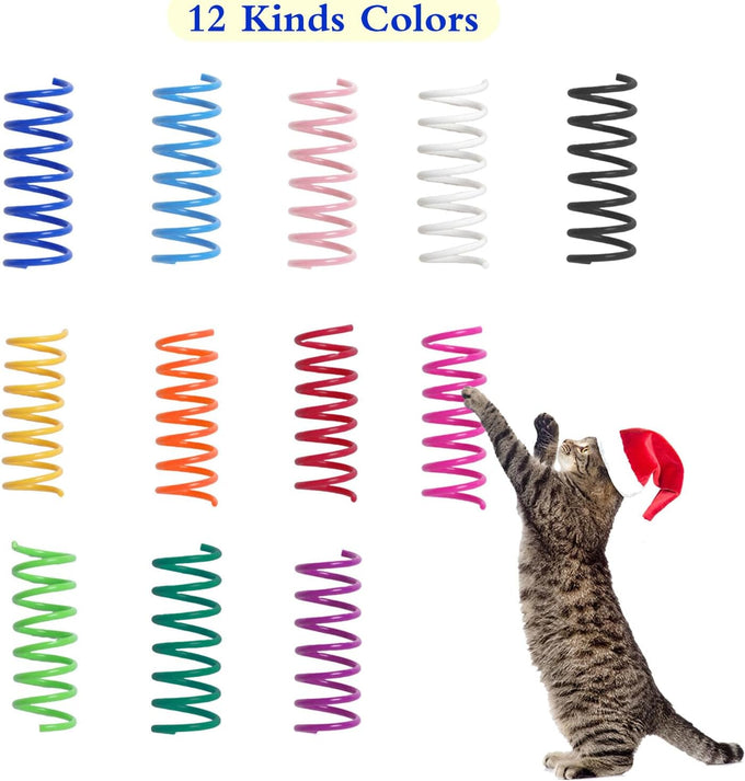 12pcs durable heavy plastic cat spiral springs for indoor cats 12 colors interactive coil fun hunting