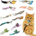 Realistic handcrafted 11 birds cat toy refills with bell, clips for wand attachments, indoor cat entertainment
