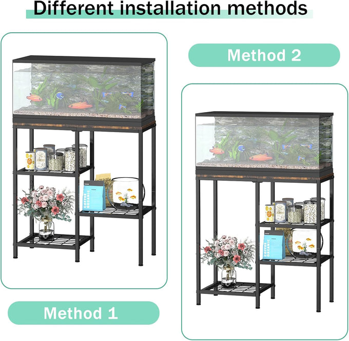 ybing 20 gallon fish tank stand with shelf brown wooden board
